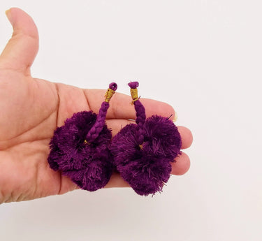 4 x Violet Pom-Pom Tassels Latkan, Pompom Decorations, Pom poms